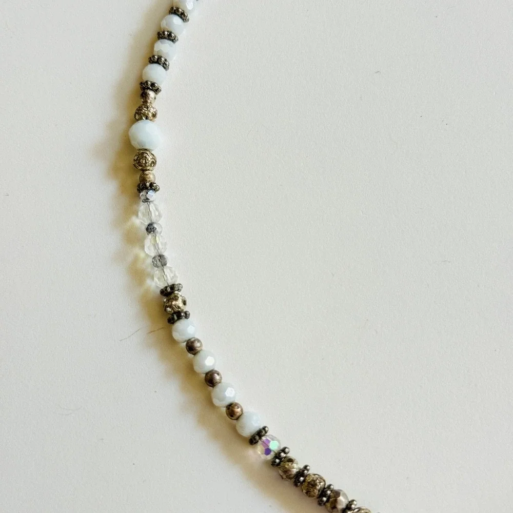 Snake Serpent beaded Necklace‎ crystal Beads Sterling Silver 925 Collar 18